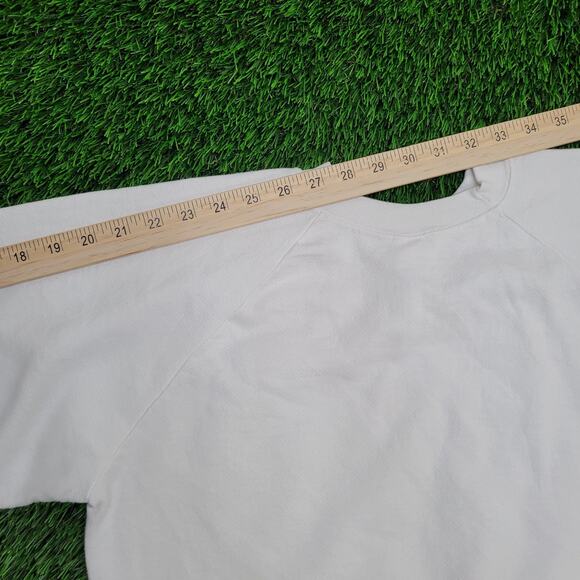 Vintage 80s Chit-Chat Sweatshirt Womens M/L 20x20 Boxy White - Picture 3 of 13